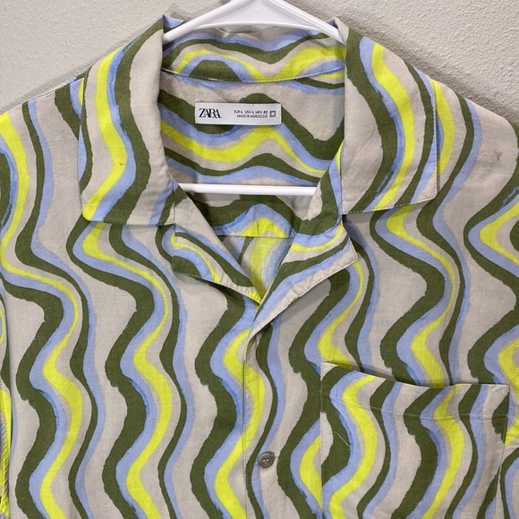 Zara electric eclectic shirt button up‎ shirt sleeve - Picture 2 of 9
